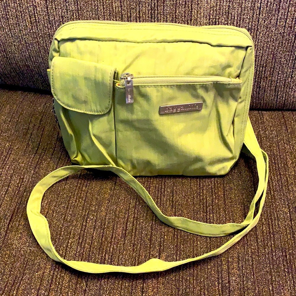 Vintage Lime Green Nylon Crossbody Bag